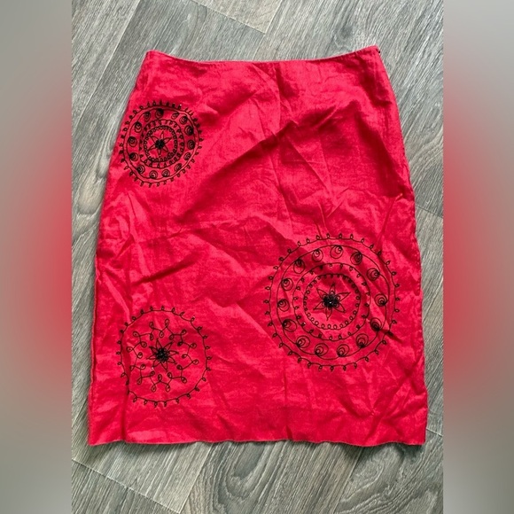 Ann Taylor Dresses & Skirts - VTG red Ann Taylor linen embellished skirt